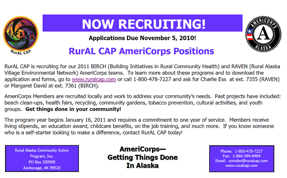 RurAL CAP AmeriCorps Positions Available!
