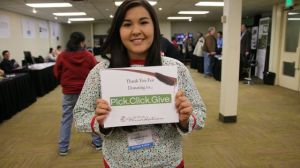 Student Elizabeth Jerue says, "Thank you for Pick Click Giving!"