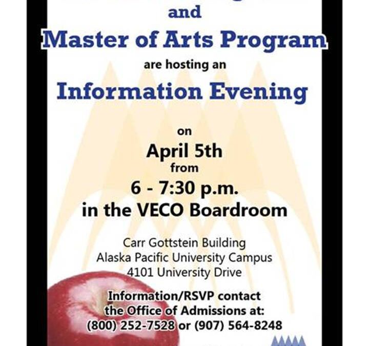 Information night about Alaska Pacific University’s Degrees in Education